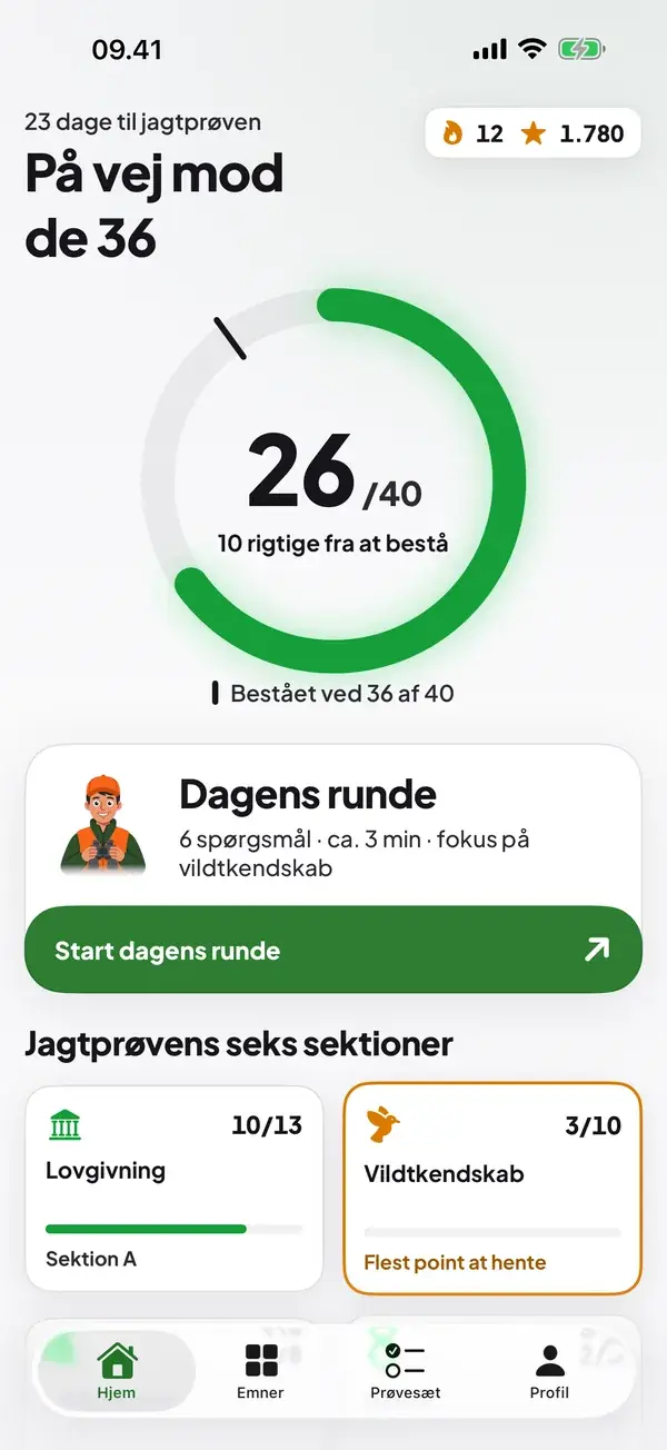 Jagtprøven skærmbillede
